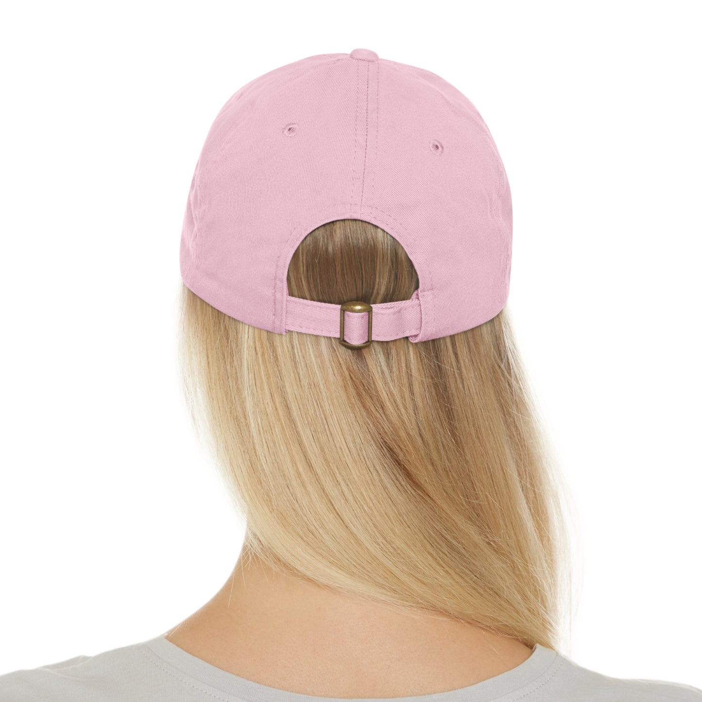 CAPtastic Collection- Happy To Be Here Dad Hat with Leather Patch (Rectangle)