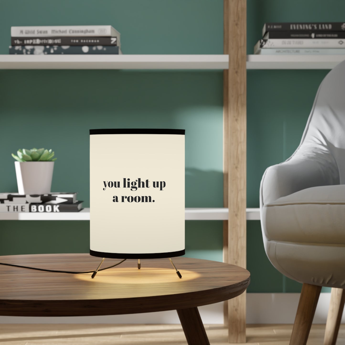 Love Your Living Space Collection- You Light Up A Room Tripod Lamp with High-Res Printed Shade, US\CA plug