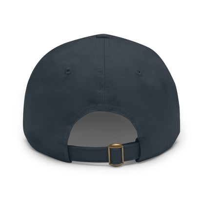 CAPtastic Collection- Happy To Be Here Dad Hat with Leather Patch (Rectangle)