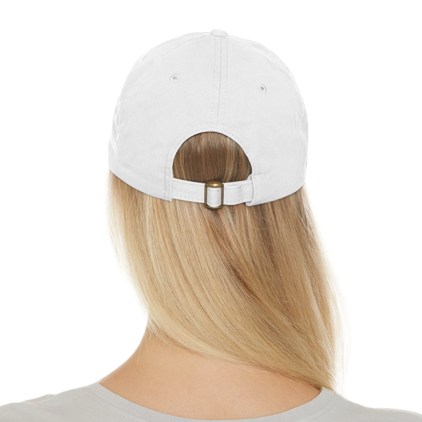 CAPtastic Collection- Happy To Be Here Dad Hat with Leather Patch (Rectangle)