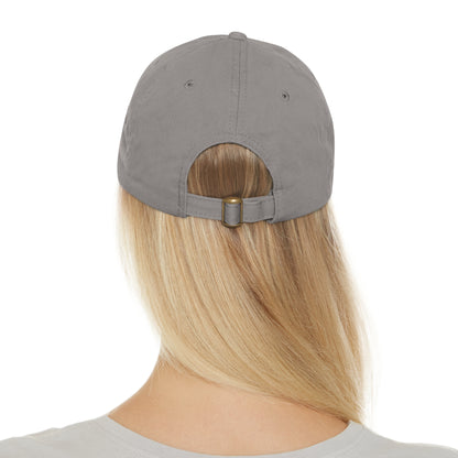 CAPtastic Collection- Happy To Be Here Dad Hat with Leather Patch (Rectangle)