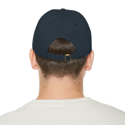 CAPtastic Collection- Happy To Be Here Dad Hat with Leather Patch (Rectangle)