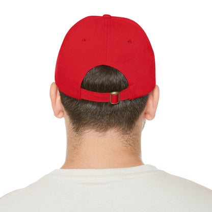 CAPtastic Collection- Happy To Be Here Dad Hat with Leather Patch (Rectangle)