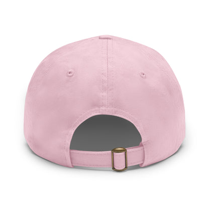 CAPtastic Collection- Happy To Be Here Dad Hat with Leather Patch (Rectangle)