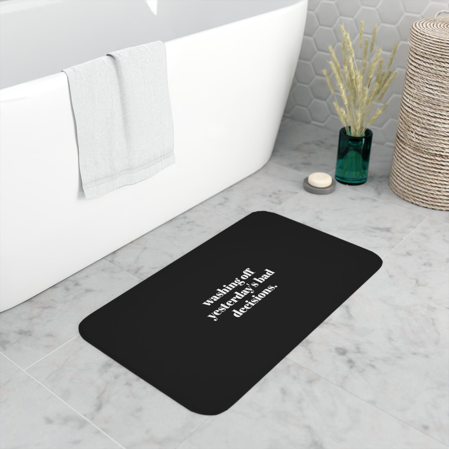 Bed, Bath and Beauty Collection- Bad Decisions Memory Foam Bath Mat