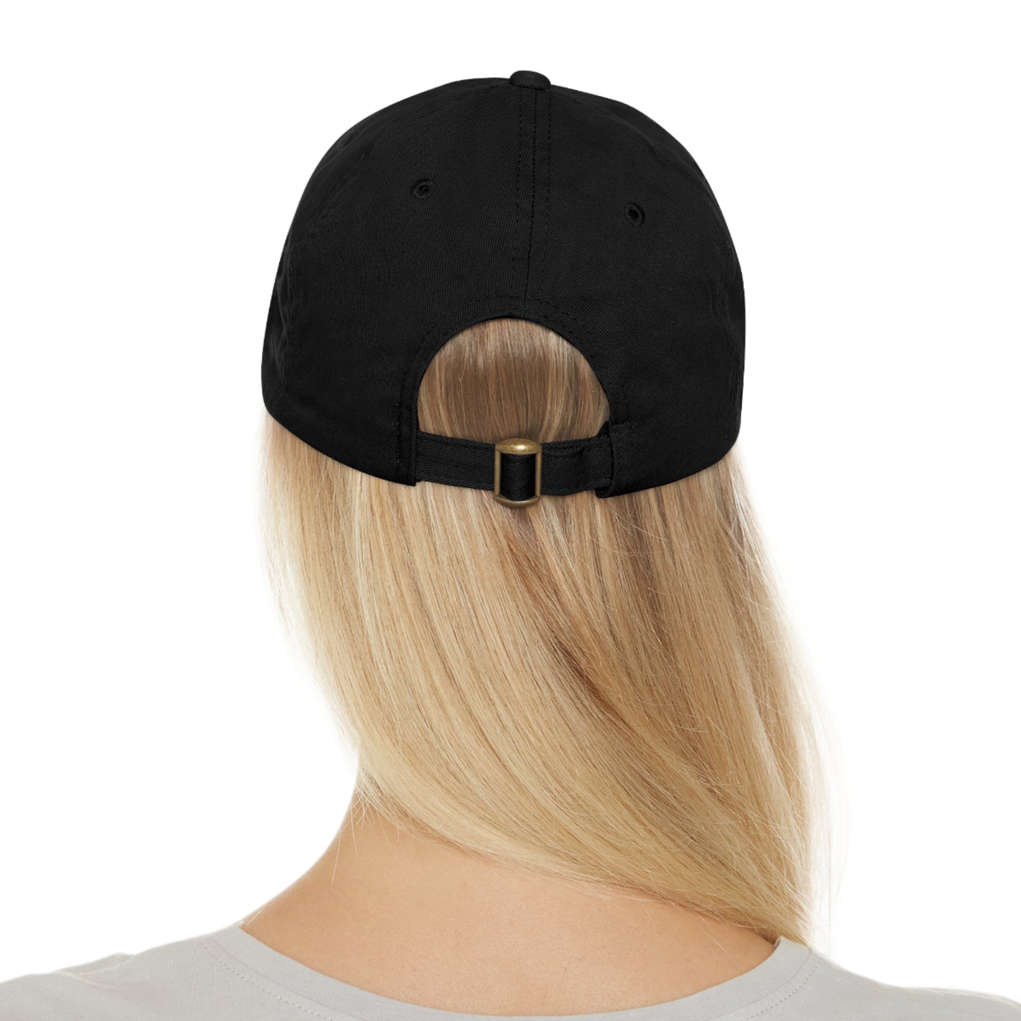 CAPtastic Collection- Happy To Be Here Dad Hat with Leather Patch (Rectangle)