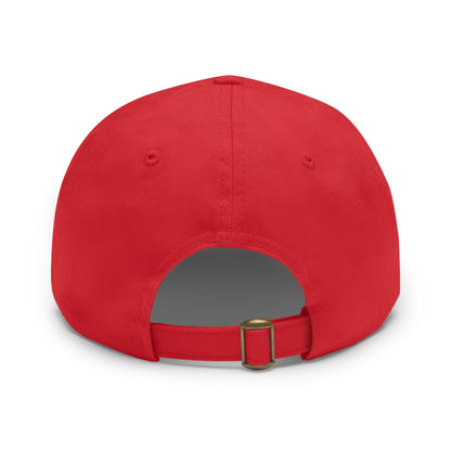 CAPtastic Collection- Happy To Be Here Dad Hat with Leather Patch (Rectangle)