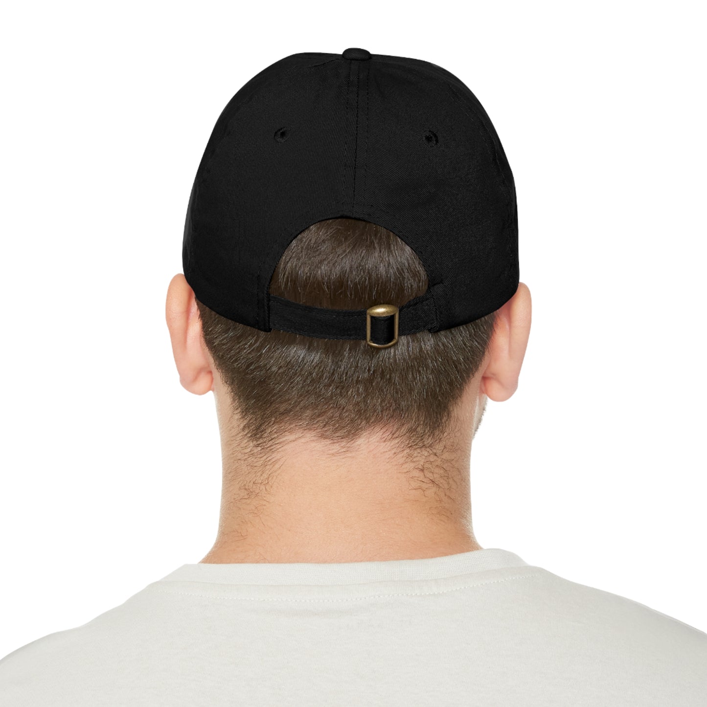 CAPtastic Collection- Happy To Be Here Dad Hat with Leather Patch (Rectangle)