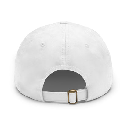 CAPtastic Collection- Happy To Be Here Dad Hat with Leather Patch (Rectangle)